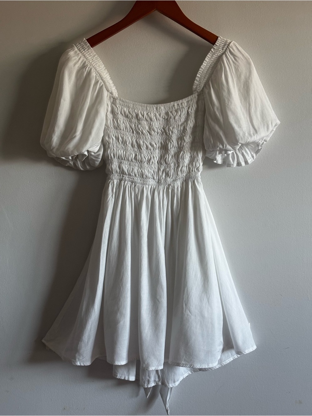 Princess Polly White Puff-Sleeve Smocked Mini Dress